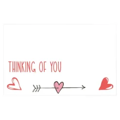 Cards White Thinking of You Heart Arrow (10x6.5cmH) Pack 50
