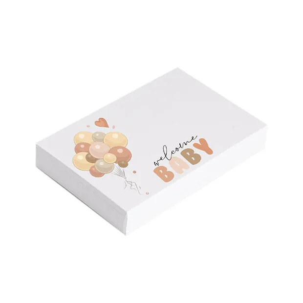 Cards White Welcome Baby with Balloons (10x6.5cmH) Pk 50