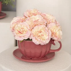 Carnation Ruffle Stem Cream Pink (9cmDx42cmH)