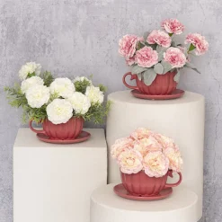 Carnation Ruffle Stem Light Pink (9cmDx42cmH)