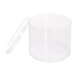 Cello Acetate PVC Corsage Gift Box (15cmDx12cmH) Round Clear