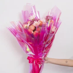 Cello Iridescent 40mic Transparent Pink Pack 100 (50x70cm)