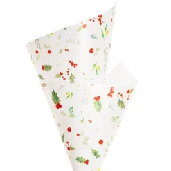 Cello Regal Christmas Holly 65mic White Pack 100 (50x70cm)