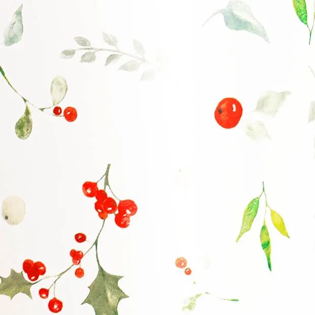 Cello Regal Christmas Holly 65mic White Pack 100 (50x70cm)