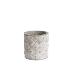 Cement A Diamond Pattern Cylinder Pot 8x8x8cmH
