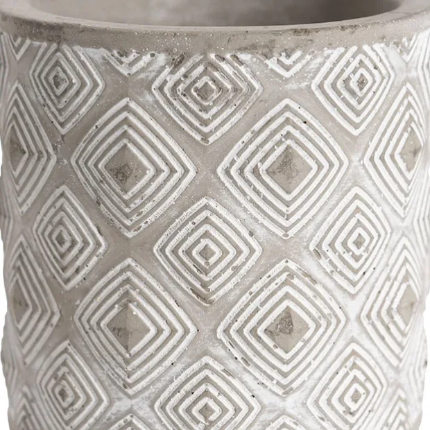 Cement A Diamond Pattern Cylinder Pot 8x8x8cmH