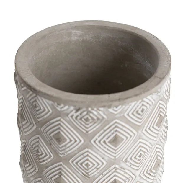 Cement A Diamond Pattern Cylinder Pot 8x8x8cmH