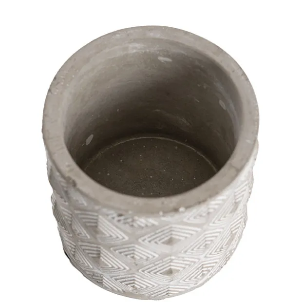 Cement A Diamond Pattern Cylinder Pot 8x8x8cmH
