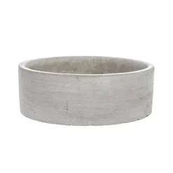 Cement Floral Cylinder Bowl Grey (25x8cmH)