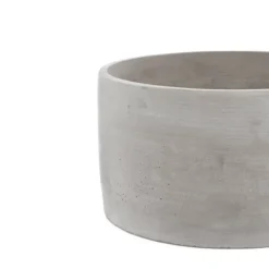 Cement Floral Cylinder Bowl Grey (19.5Dx10.5cmH)