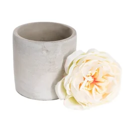 Cement Floral Cylinder Grey (10Dx10cmH)