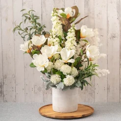 Cement Floral Cylinder Grey (18Dx18cmH)