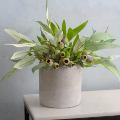 Cement Floral Cylinder Grey Drainage Hole (14Dx14cmH)