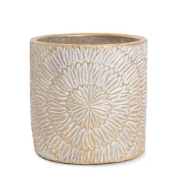 Cement Viola Cylinder Pot Gold (14Dx14cmH)