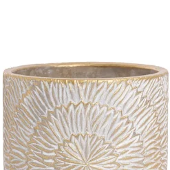 Cement Viola Cylinder Pot Gold (14Dx14cmH)