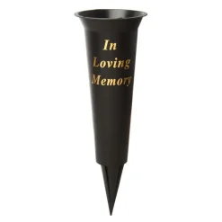 Cemetery Memorial Spike Vase "Loving Memory" BLK (10Dx33cmH)