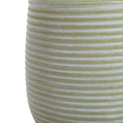 Ceramic Belly Ribbed Rnd Pot Asparagus Green (15.5x15.5cmH)