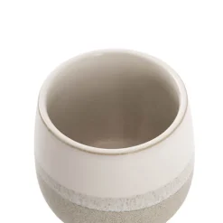 Ceramic Belly Two Tone Round Pot Sandstone (10.5x9.5cmH)