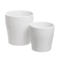 Ceramic Bondi Concial Pot Set of 2 White (16Dx16cmH)