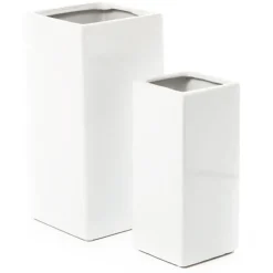 Ceramic Bondi Square Tank Set 2 White (15x15x29.5cmH)