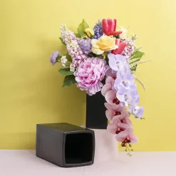 Ceramic Bondi Square Tank Set 2 Matte Black (15x15x29.5cmH)