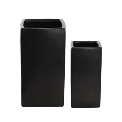 Ceramic Bondi Square Tank Set 2 Matte Black (15x15x29.5cmH)
