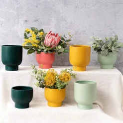 Ceramic Buffalo Pot Planter Matte Jasper (15.5cmx14cmH)