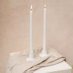 Ceramic Candle Holder Set 2 Matte White (7Dx3cmH)