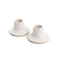 Ceramic Candle Holder Set 2 Matte White (7Dx3cmH)