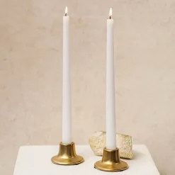 Ceramic Candle Holder Set 2 Gold (7Dx3cmH)