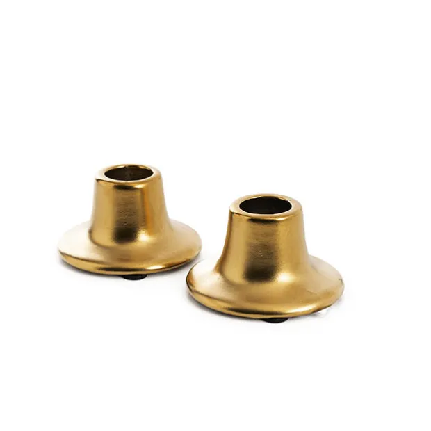 Ceramic Candle Holder Set 2 Gold (7Dx3cmH)