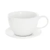 Ceramic Cappuccino Pot & Plate Gloss White (17Dx12cmH)