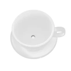 Ceramic Cappuccino Pot & Plate Gloss White (15Dx10cmH)