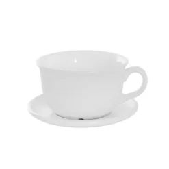 Ceramic Coffee Cup Pot & Plate Matte White (15Dx10cmH)
