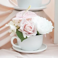 Ceramic Coffee Cup Pot & Plate Matte White (15Dx10cmH)