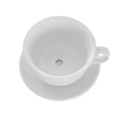 Ceramic Coffee Cup Pot & Plate Matte White (15Dx10cmH)