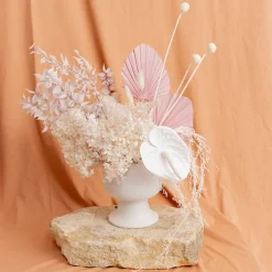 Ceramic Compote Isabella Vases White (13Dx15cmH)