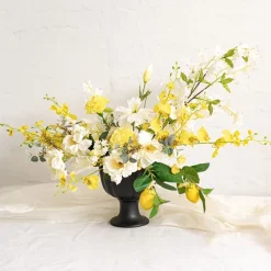 Ceramic Compote Olivia Vases Black (17Dx17cmH)