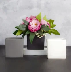 Ceramic Cube Pot Satin Matte White (12x12x12cmH)
