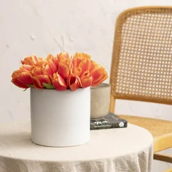 Ceramic Cylinder Pot Satin Matte White (15.5x15cmH)