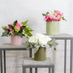 Ceramic Cylinder Pot Satin Matte Soft Pink (10.5x10.5cmH)