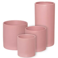 Ceramic Cylinder Pot Satin Matte Soft Pink (12x12.5cmH)