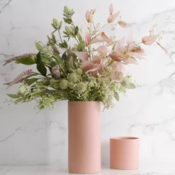 Ceramic Cylinder Pot Satin Matte Coral (10.5x10.5cmH)