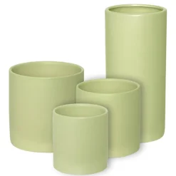 Ceramic Cylinder Pot Satin Matte Sage (14x14cmH)