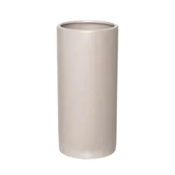 Ceramic Cylinder Pot Satin Matte Light Grey (13x28cmH)