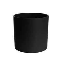 Ceramic Cylinder Pot Satin Matte Black (25Dx24cmH)