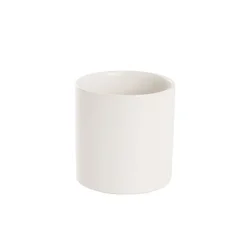 Ceramic Cylinder Pot Satin w/ Drainage Hole White 12x12cmH