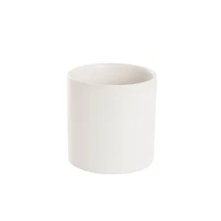 Ceramic Cylinder Pot Satin w/ Drainage Hole White 12x12cmH