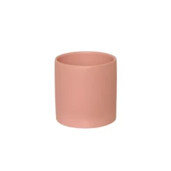 Ceramic Cylinder Pot Satin Matte Coral (12x12.5cmH)