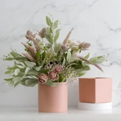 Ceramic Cylinder Pot Satin Matte Coral (12x12.5cmH)